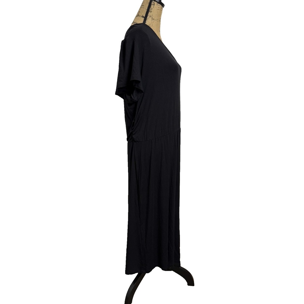 Old Navy Black One Shoulder Cutout‎ Midi Dress 2X Pullover Retro Minimalist - Picture 2 of 15